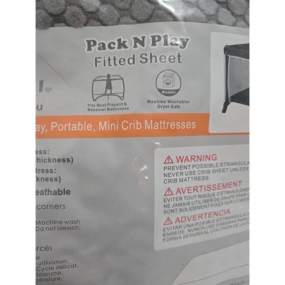 Blue Snail Baby Gray Textured Soft Changing Table Fitted Sheet Portable Stretchy - Picture 3 of 8